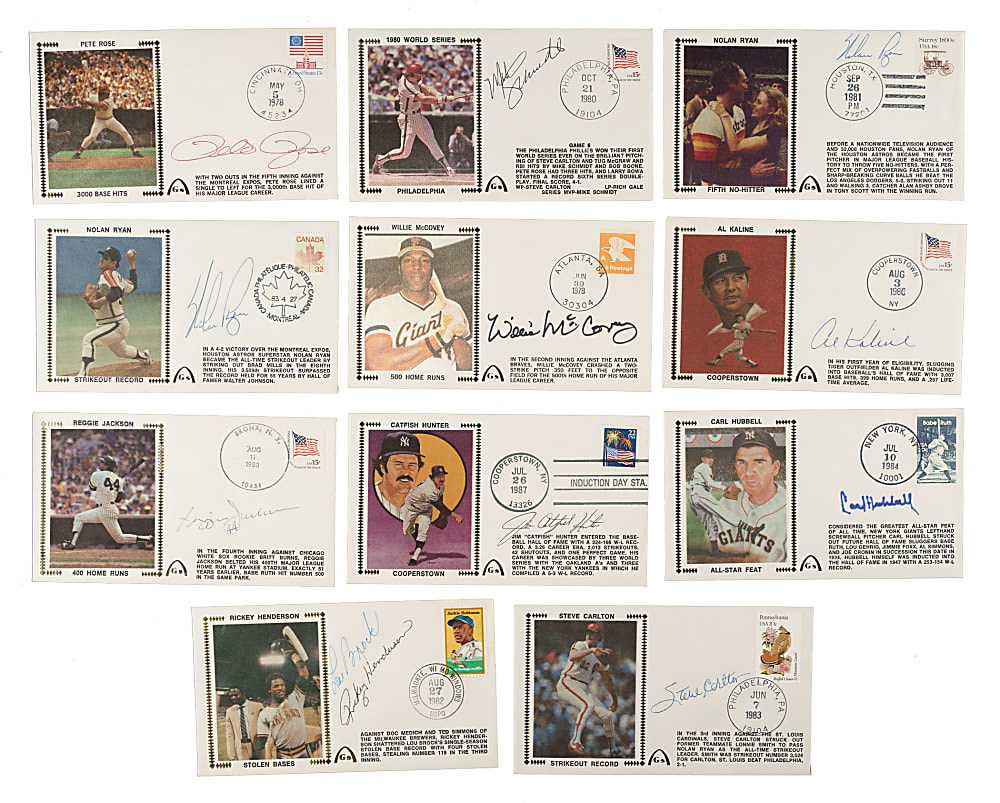 Hall of Fame and Stars Signed First-Day Cover Collection (46) Including DiMaggio, Mays, Seaver, and Ryan