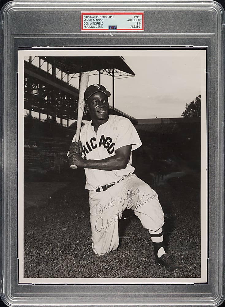 Signed 1954 Minnie Minoso Original Don Wingfield Photograph PSA/DNA Type I