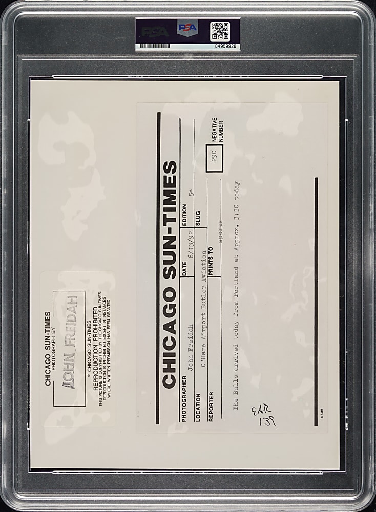 1992 Michael Jordan Original Chicago Sun Times Photograph PSA/DNA Type I