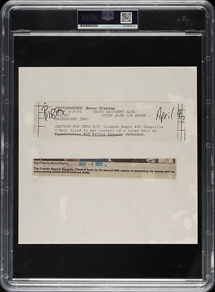 1993 Shaquille O'Neal Original Bruce Bisping Minneapolis Star Tribune Photograph PSA/DNA Type I