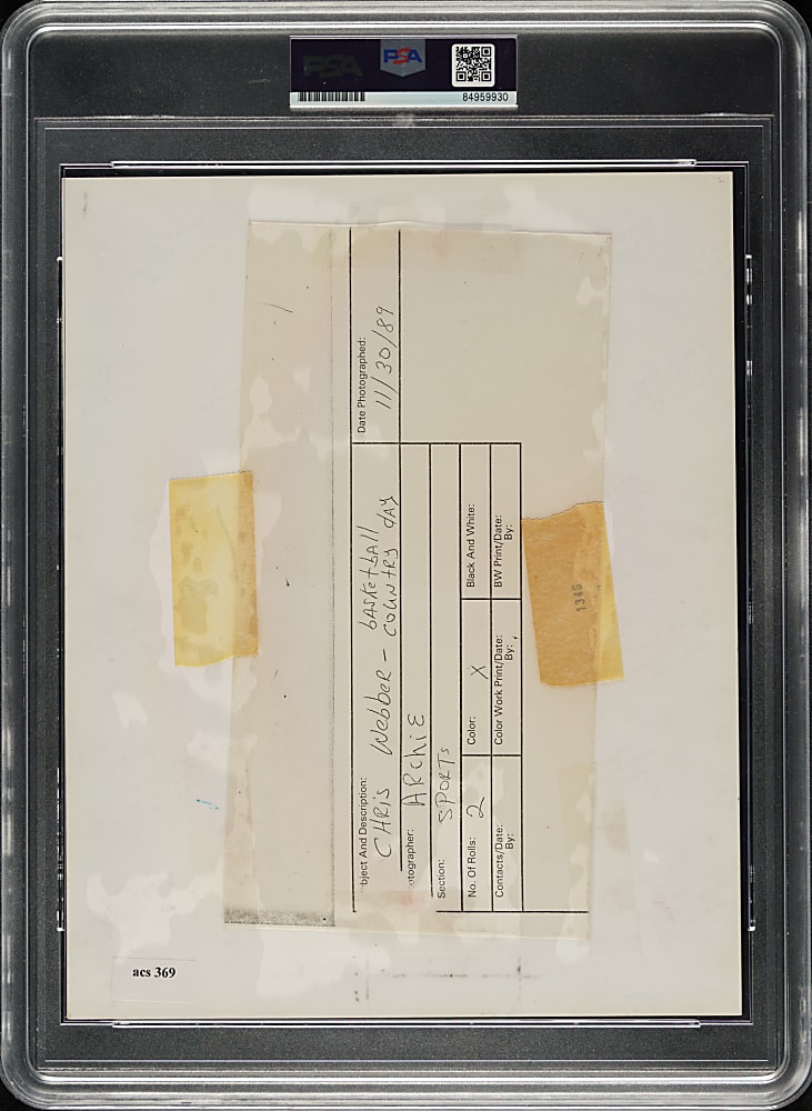 1989 Chris Webber Country Day High School Original Photograph PSA/DNA Type I