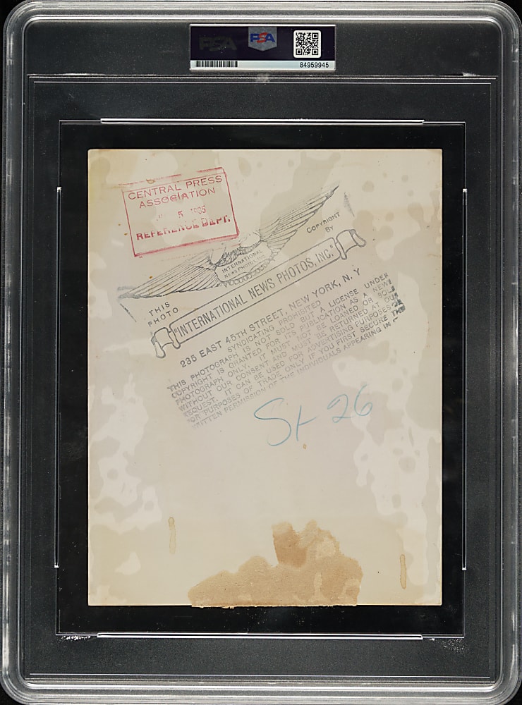 1935 James Braddock Original International News Service Photograph PSA/DNA Type I