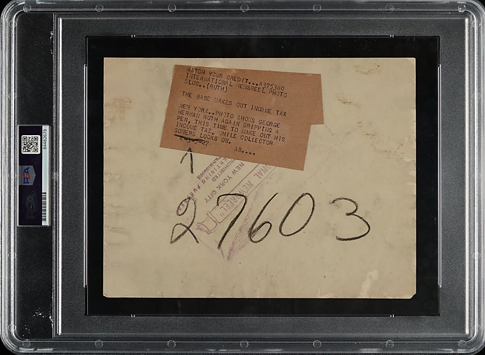 1927 Babe Ruth Original International Newsreel Photograph PSA/DNA Type I