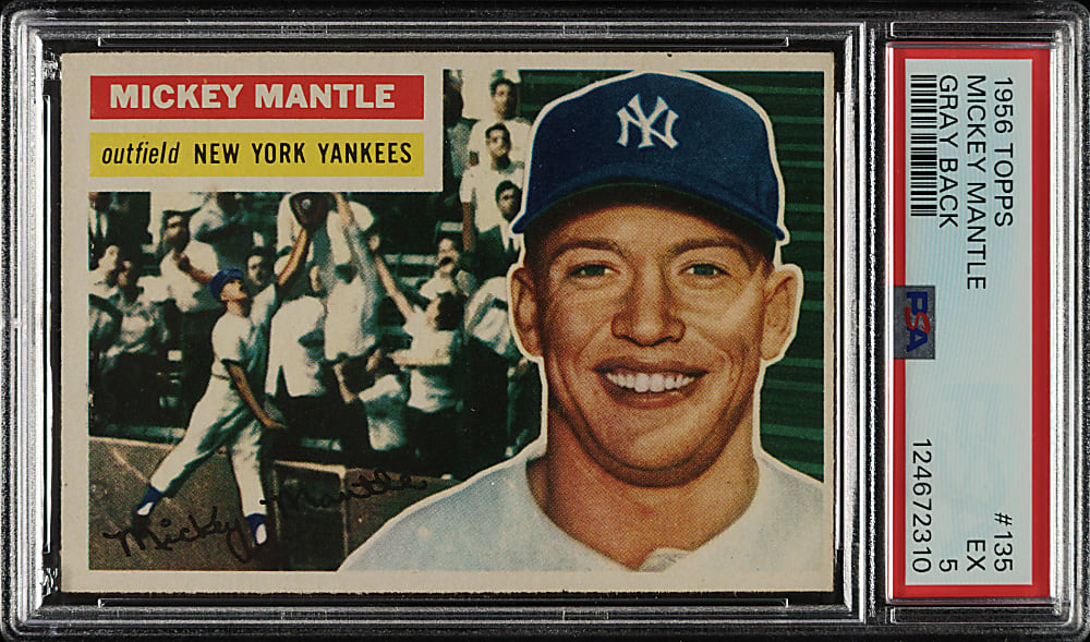 1956 Topps #135 Mickey Mantle Gray Back PSA EX 5