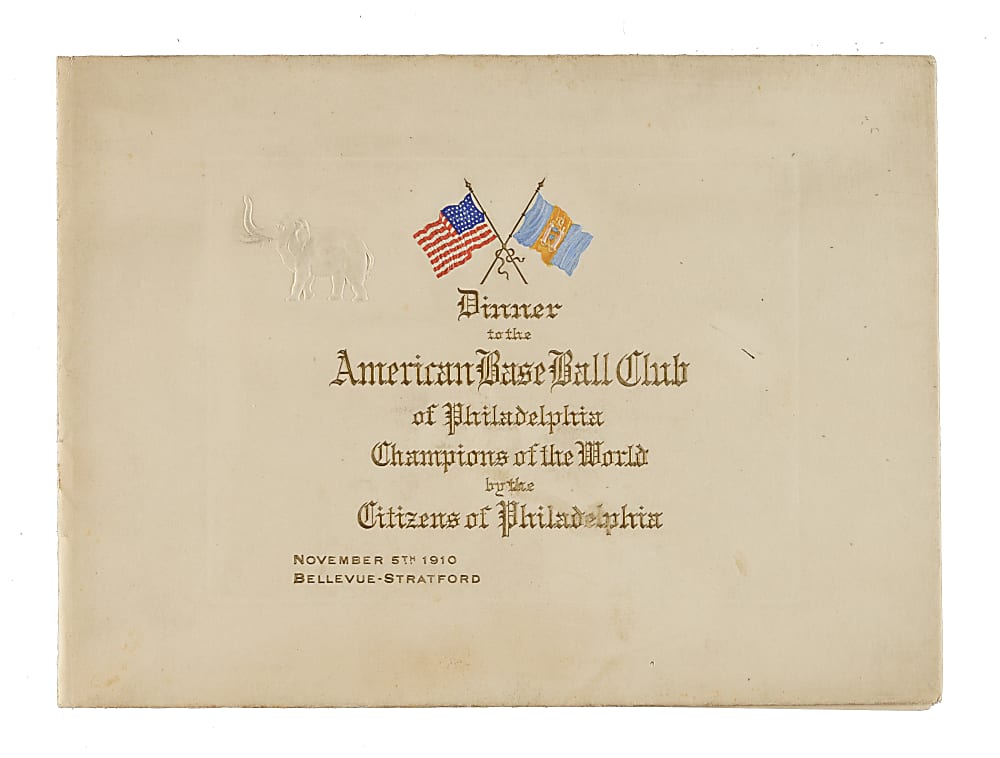1910 Philadelphia Athletics Championship Dinner Program