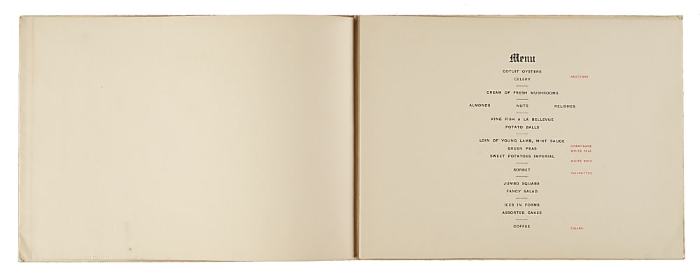 1910 Philadelphia Athletics Championship Dinner Program