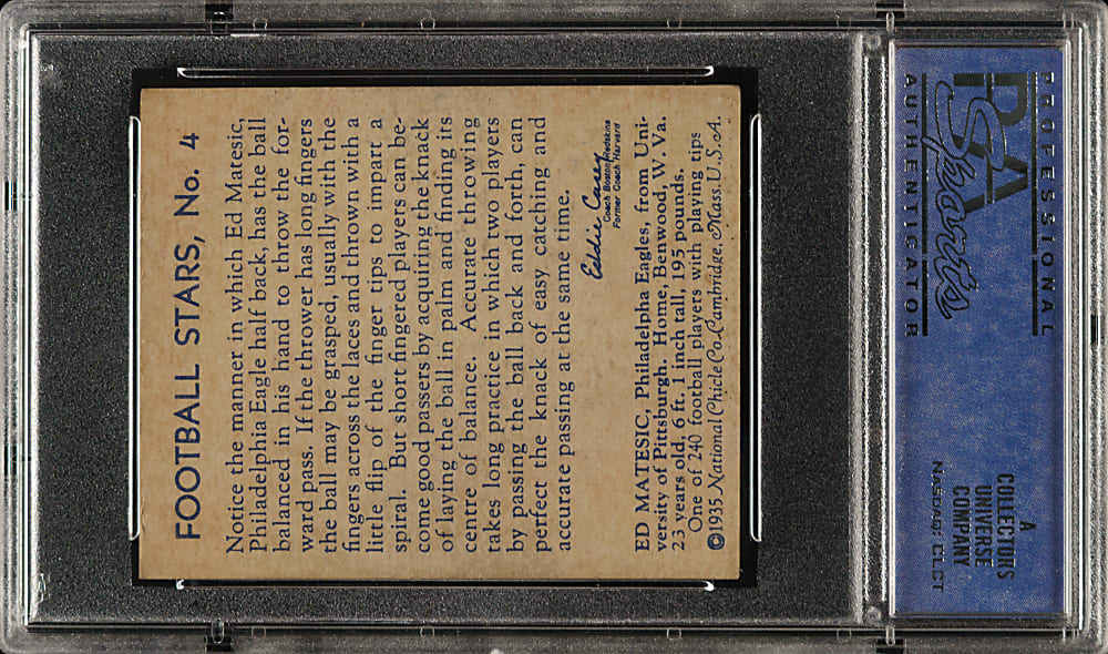 1935 R331 National Chicle Football #4 Ed Matesic PSA EX 5