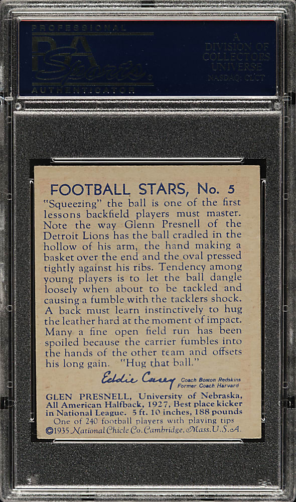 1935 R331 National Chicle Football #5 Glenn Presnell PSA EX+ 5.5