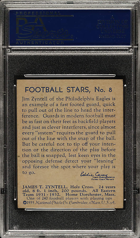 1935 R331 National Chicle Football #8 Jim Zyntell PSA EX 5
