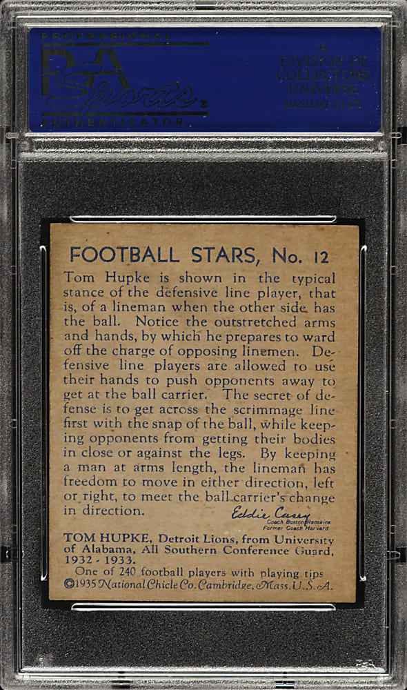 1935 R331 National Chicle Football #12 Tom Hupke PSA EX-MT 6