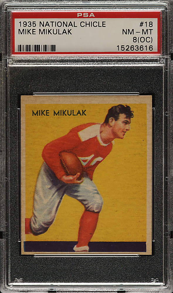 1935 R331 National Chicle Football #18 Mike Mikulak PSA NM-MT 8 (OC)