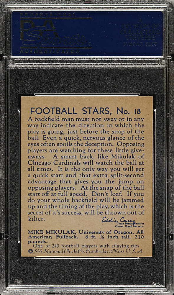 1935 R331 National Chicle Football #18 Mike Mikulak PSA NM-MT 8 (OC)