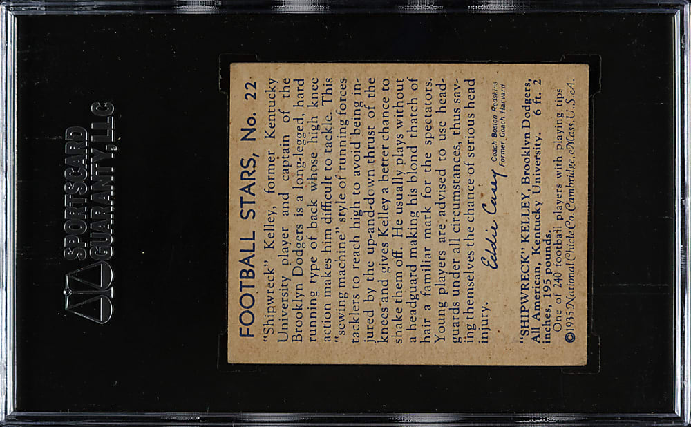 1935 R331 National Chicle Football #22 Shipwreck Kelley SGC EX 60