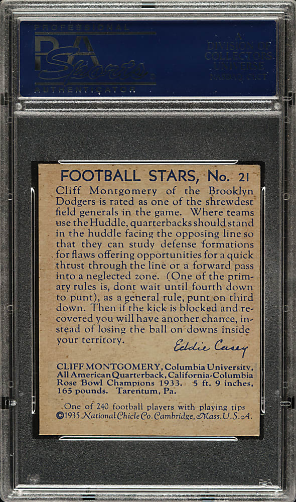 1935 R331 National Chicle Football #21 Cliff Montgomery PSA EX-MT 6