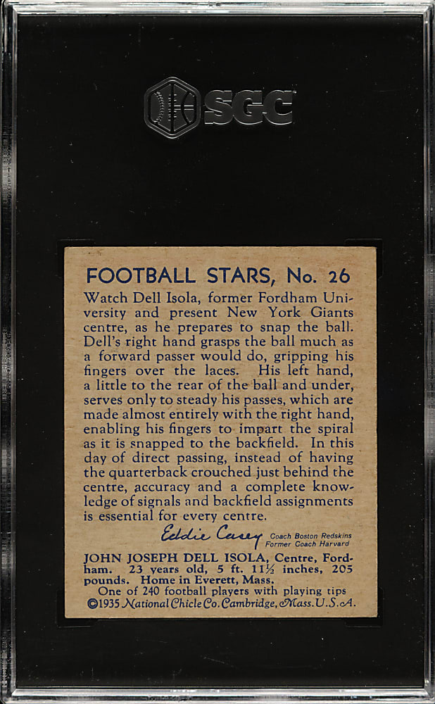 1935 R331 National Chicle Football #26 John Isola High Number SGC VG/EX 4