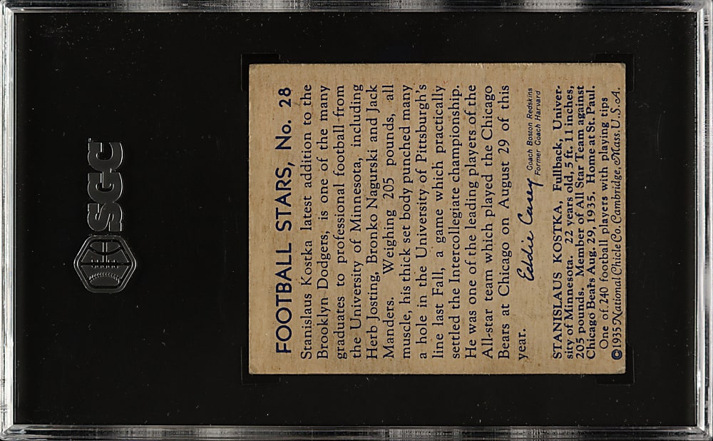 1935 R331 National Chicle Football #28 Stan Kostka High Number SGC VG/EX 4