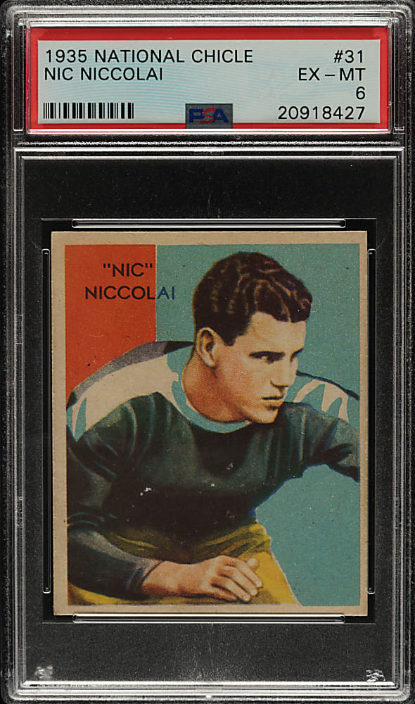 1935 R331 National Chicle Football #31 Nic Niccolai High Number PSA EX-MT 6