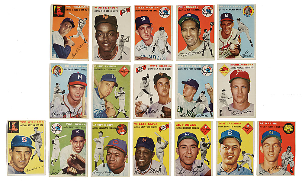 1954 Topps Near-Complete Set (248/250) Including #128 Hank Aaron Rookie SGC VG/EX 4