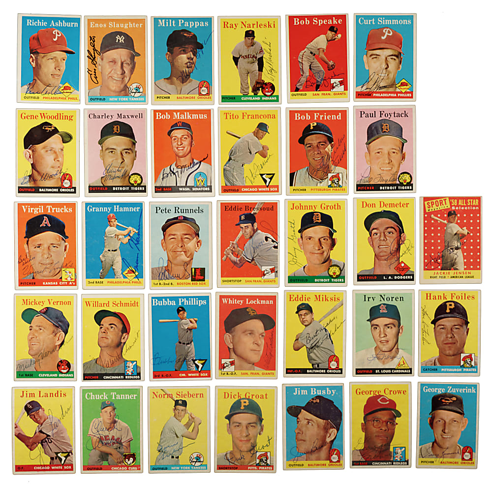 1958 Topps Near-Complete Set (466/494) Including 33 Signed Cards