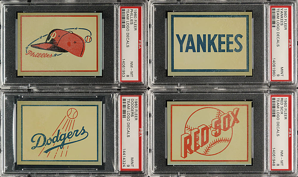 1960 Fleer Baseball Greats Team Logo Decals PSA-Graded Collection (36) Including Complete and Near-Complete Sets