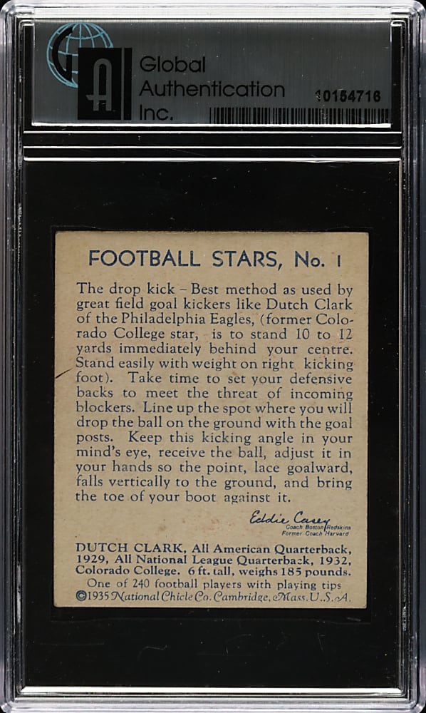 1935 R331 National Chicle Football #1 Dutch Clark Rookie GAI EX+ 5.5