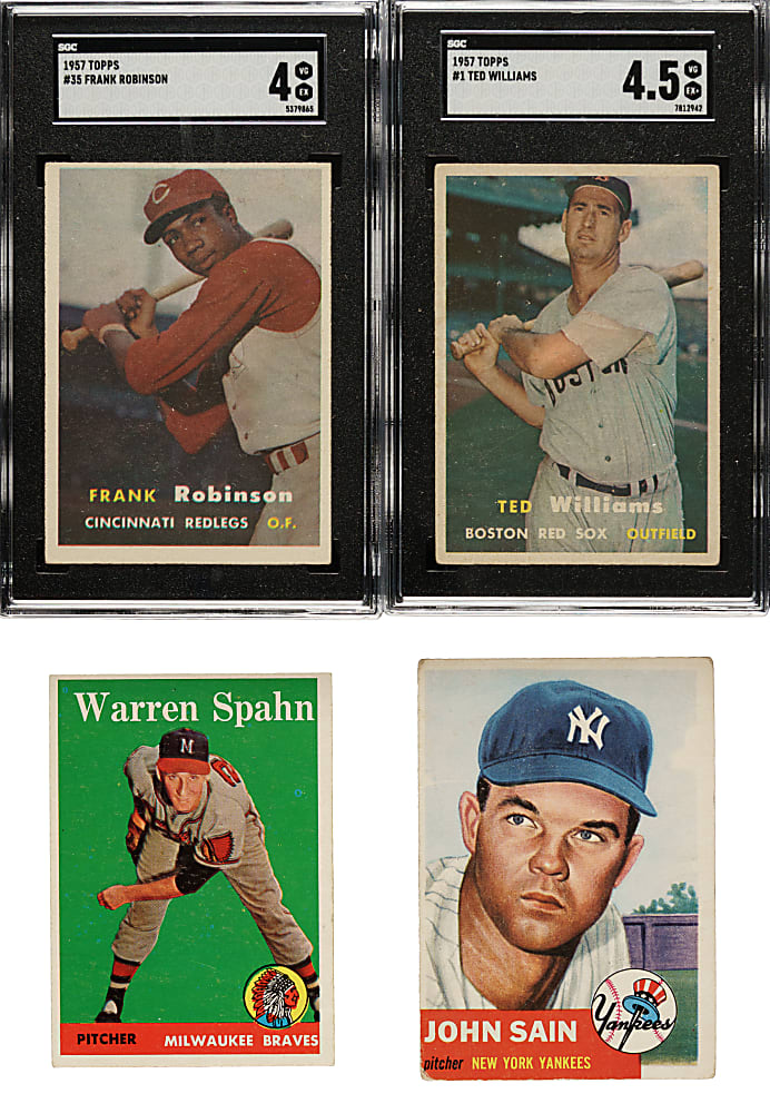 1951 to 1968 Topps Collection (455) with 40 Hall of Famers Including 1957 #1 Ted Williams SGC VG/EX+ 4.5