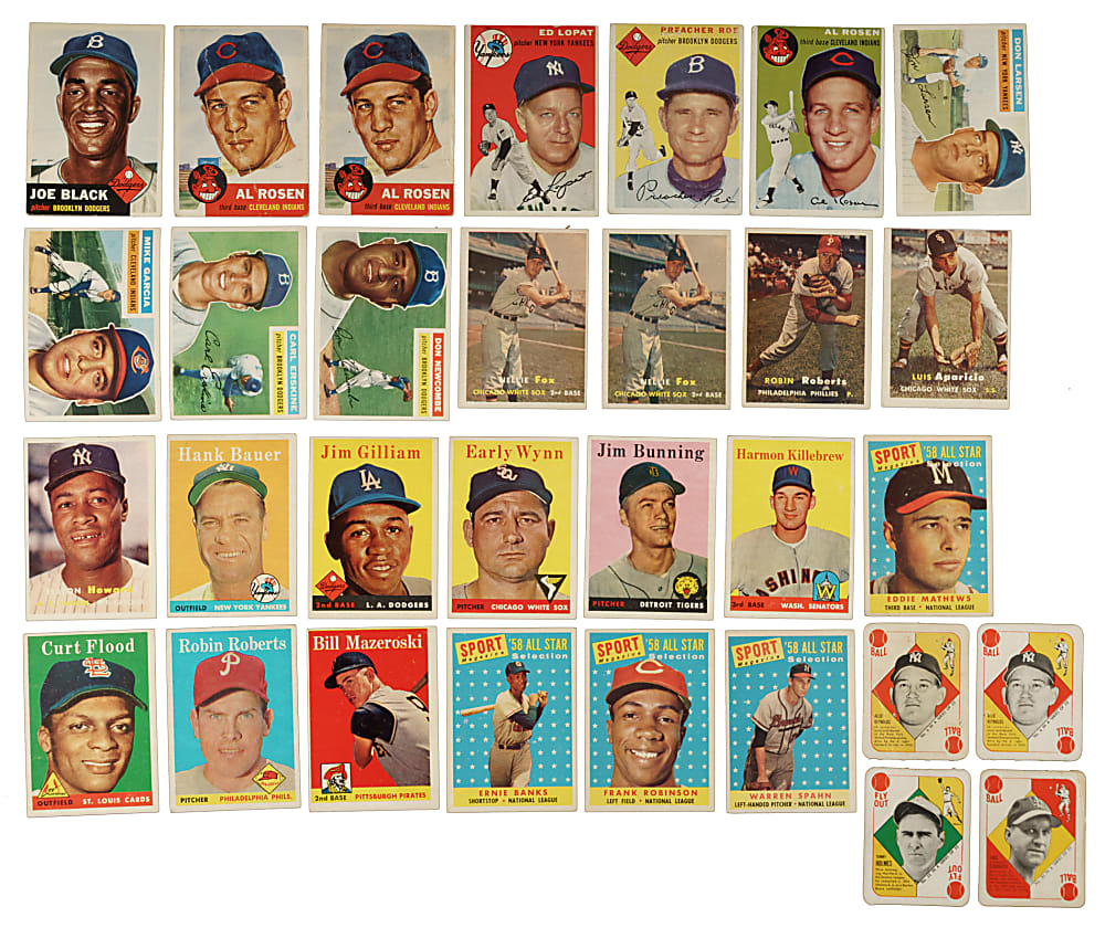 1951 to 1968 Topps Collection (455) with 40 Hall of Famers Including 1957 #1 Ted Williams SGC VG/EX+ 4.5