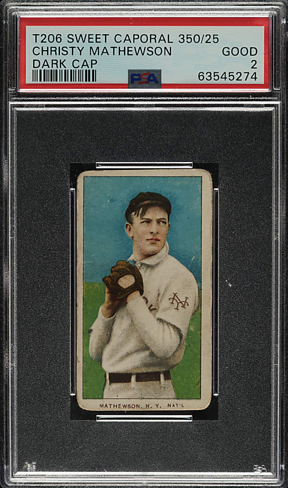 1909-1911 T206 White Border Christy Mathewson Dark Cap PSA GOOD 2