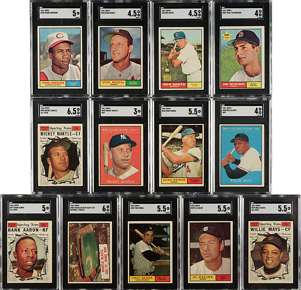 1961 Topps Complete Set (587) Including 55 PSA- and SGC-Graded Cards