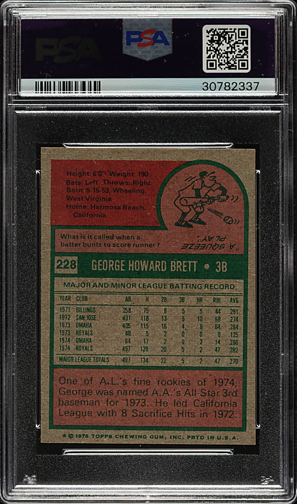 1975 Topps Mini #228 George Brett PSA MINT 9