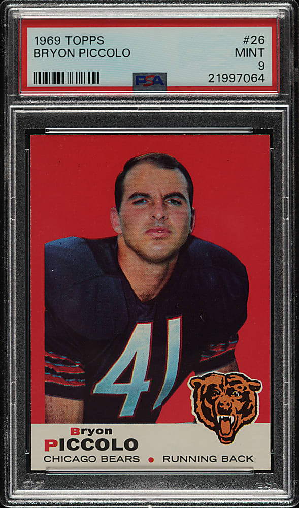 1969 Topps Football #26 Bryon Piccolo Rookie PSA MINT 9 - Highest Graded!