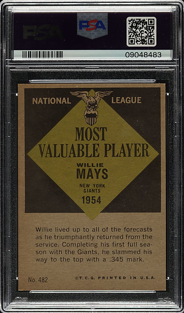 1961 Topps #482 Willie Mays MVP PSA MINT 9