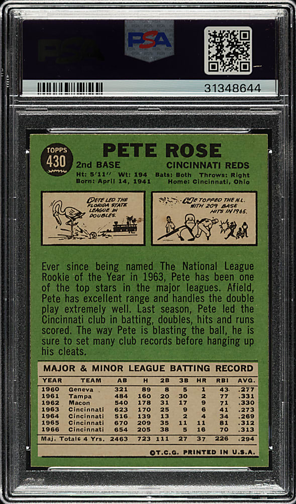 1967 Topps #430 Pete Rose PSA MINT 9