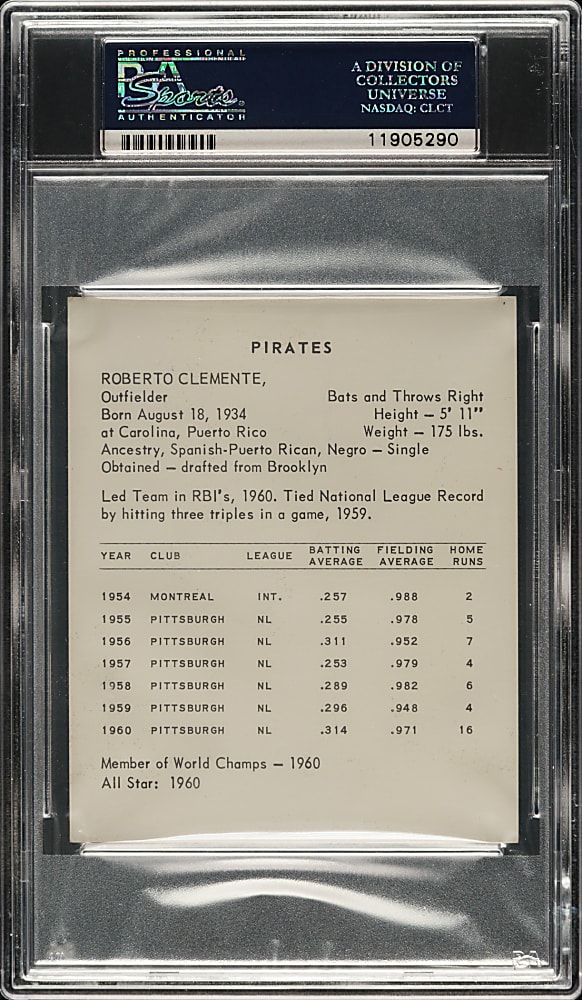 1961 Kahn's Wieners Roberto Clemente PSA NM-MT+ 8.5