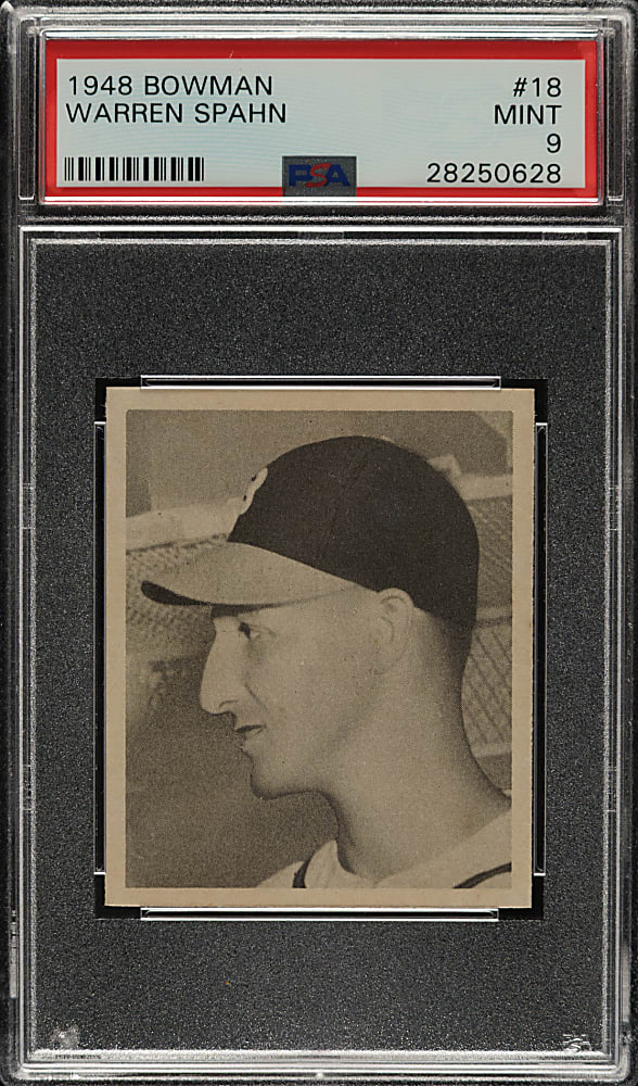 1948 Bowman #18 Warren Spahn Rookie PSA MINT 9 - Highest Graded!