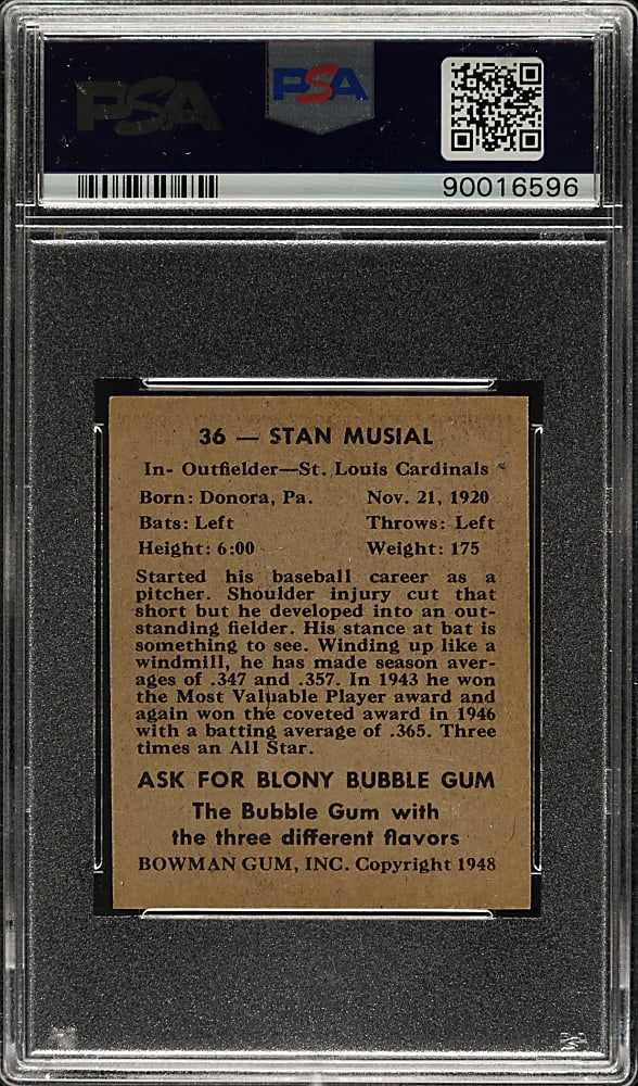 1948 Bowman #36 Stan Musial Rookie PSA NM-MT 8