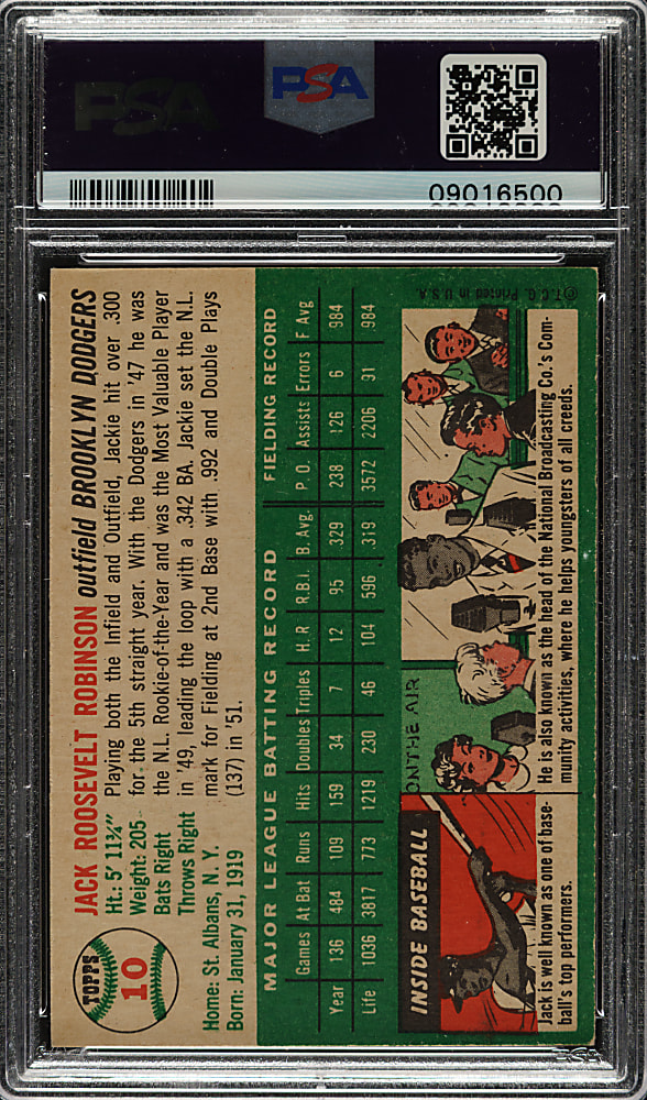 1954 Topps #10 Jackie Robinson PSA NM-MT 8