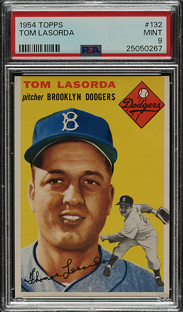 1954 Topps #132 Tom Lasorda Rookie PSA MINT 9