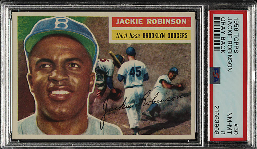1956 Topps #30 Jackie Robinson Gray Back PSA NM-MT 8