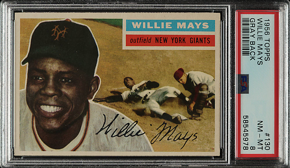 1956 Topps #130 Willie Mays Gray Back PSA NM-MT 8