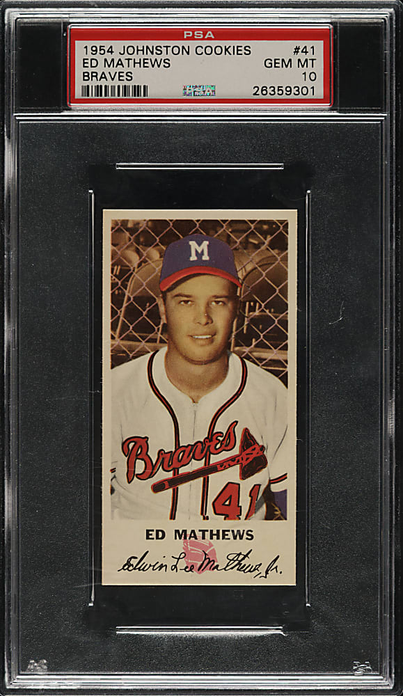 1954 Johnston Cookies #41 Ed Mathews PSA GEM MINT 10 - 1 of 2!