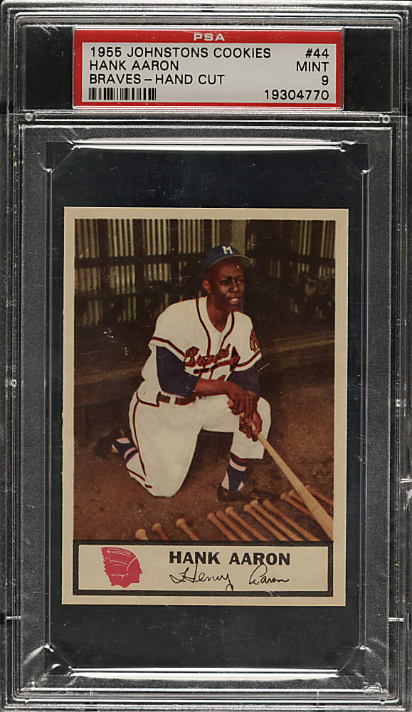 1955 Johnston Cookies Braves #44 Hank Aaron PSA MINT 9 - Highest Graded!