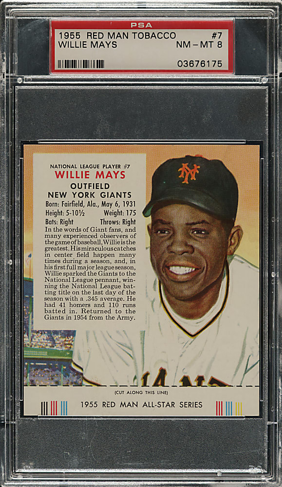 1955 Red Man Tobacco #NL-7 Willie Mays PSA NM-MT 8