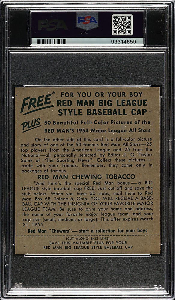 1954 Red Man Tobacco #NL-23 Eddie Mathews PSA NM-MT 8