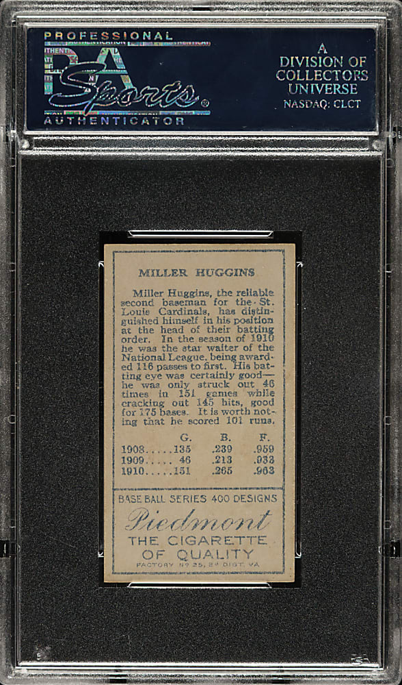 1911 T205 Gold Border Miller Huggins PSA NM 7