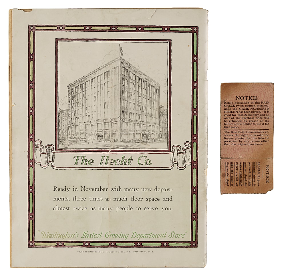 1925 Washington Senators (vs. Pittsburgh Pirates) World Series Program and Game 5 Ticket Stub Pair