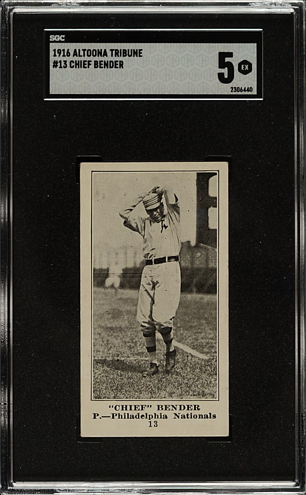 Extremely Rare 1916 M101-4 Altoona Tribune #13 Chief Bender SGC EX 5 - The Only Graded Example!