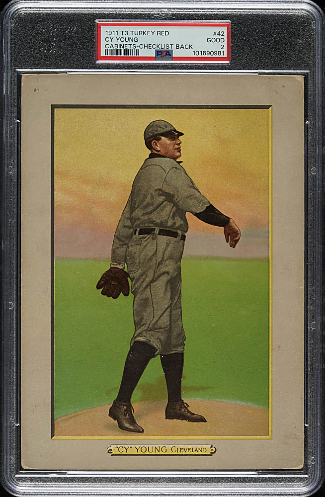 1911 T3 Turkey Red #42 Cy Young PSA GOOD 2