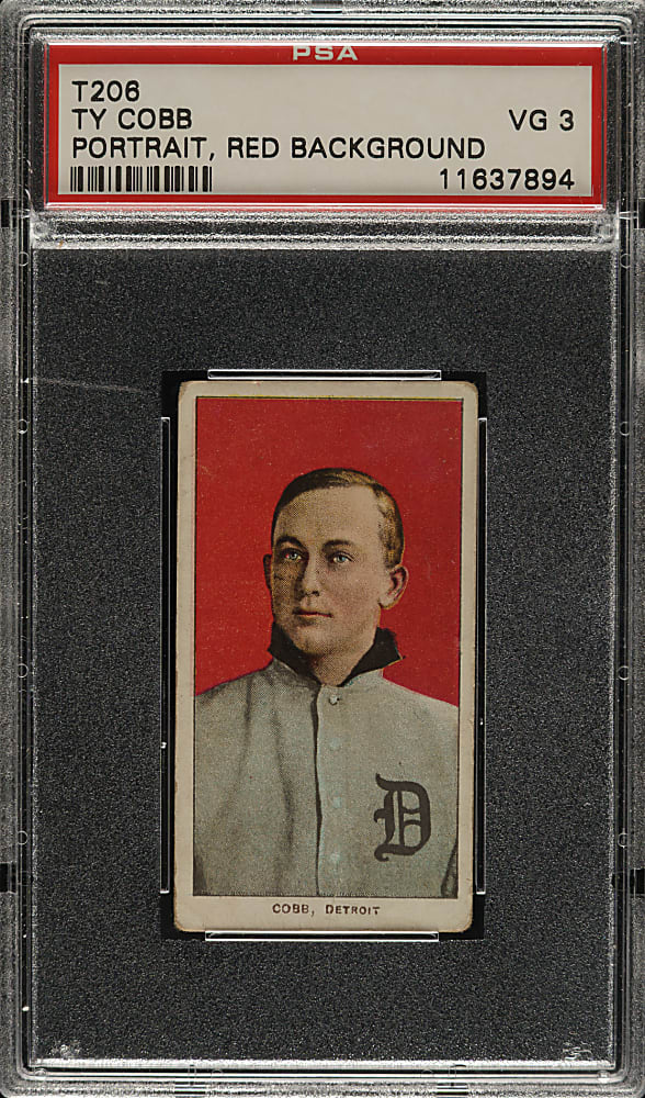 1909-1911 T206 White Border Ty Cobb Portrait Red Background PSA VG 3