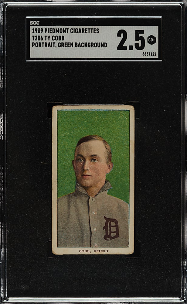 1909-1911 T206 White Border Ty Cobb Portrait Green Background SGC GOOD+ 2.5